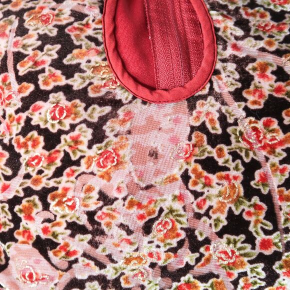 ModCloth Womens Velour Dress Plus Size 4X Red Gold Brown Floral‎ Event Cocktail - Picture 7 of 13